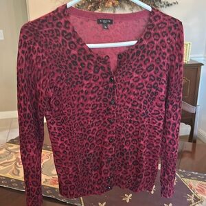 Talbots maroon leopard print sweater